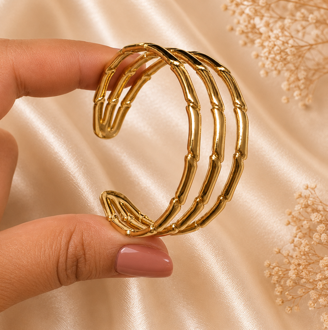 Triple Bamboo Cuff (Adjustable)
