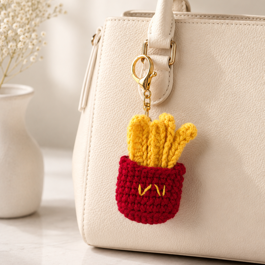 Fries Crochet Keychain