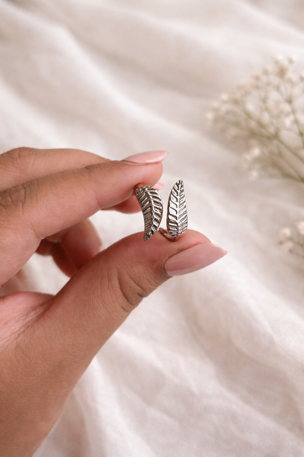 Silver Leaf Ring (Adjustable)