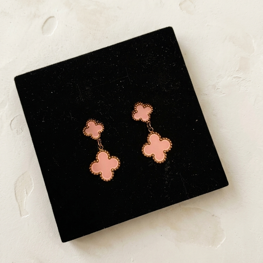 Pink Clover Earrings