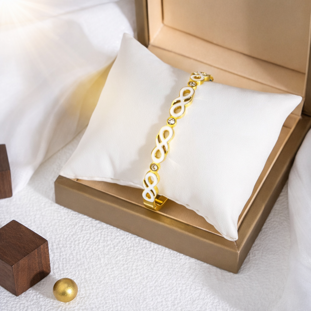 White Infinity Bangle