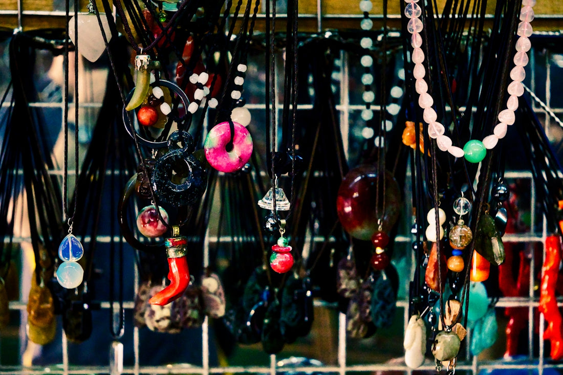 red and gold beaded necklace