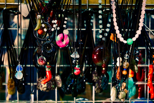 red and gold beaded necklace