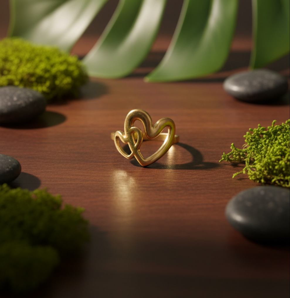 Interlocking Heart Ring (Adjustable)