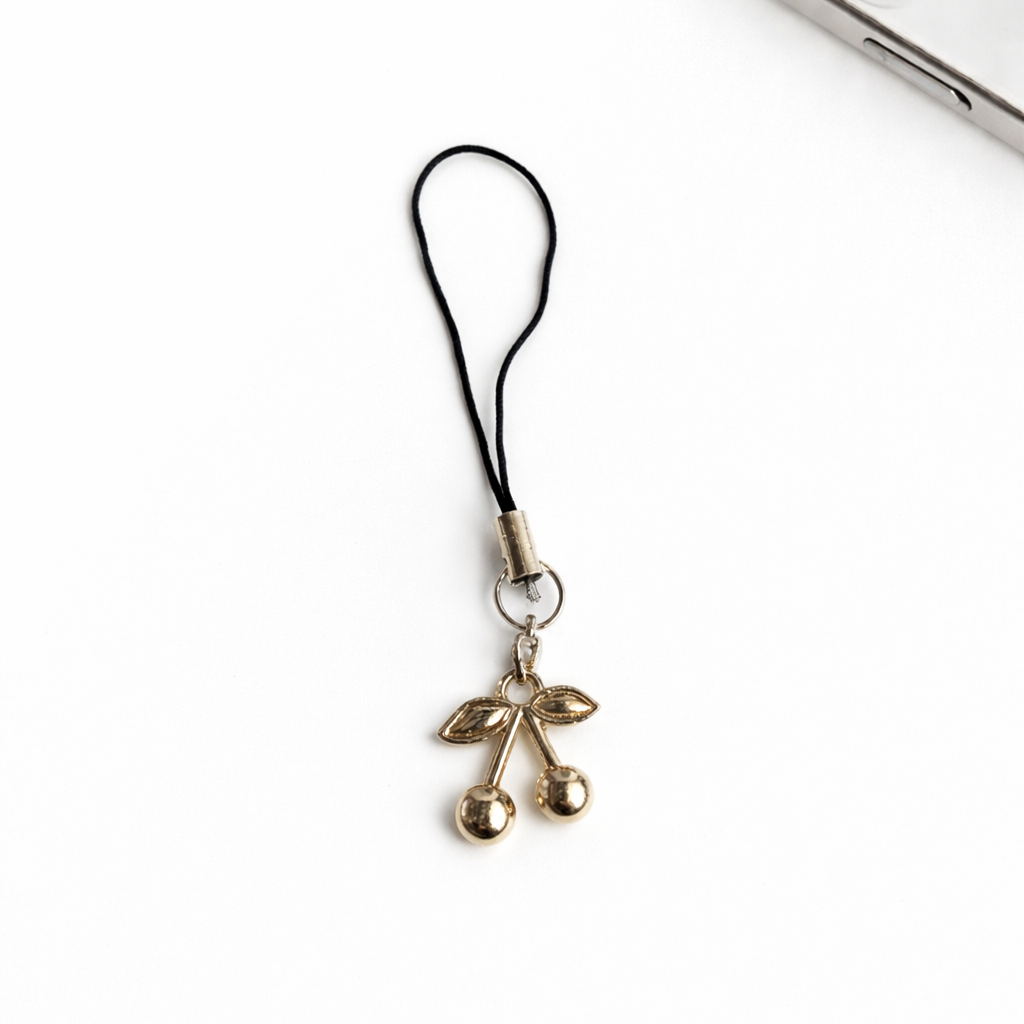 Golden Cherry Phone Charms