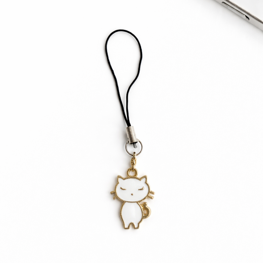White Cat Phone Charms