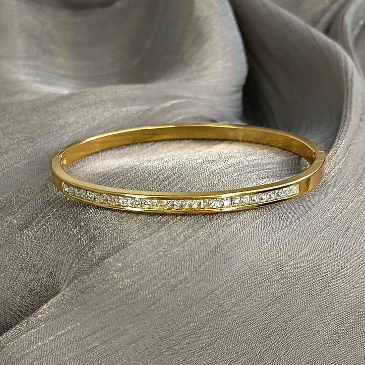 Half Diamond Bangle Bracelet