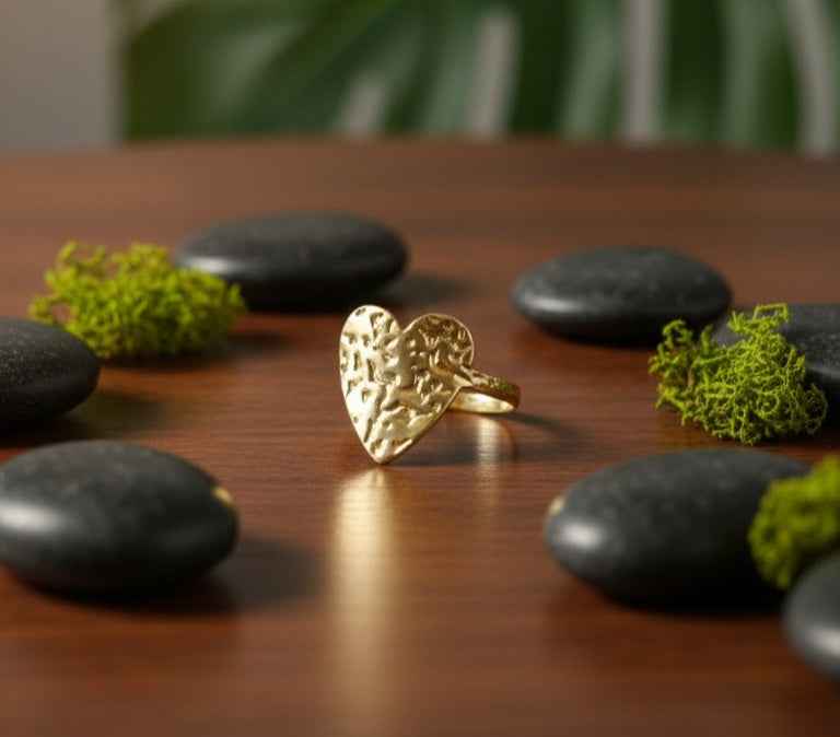 Textured Heart Ring (Adjustable)