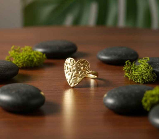 Textured Heart Ring (Adjustable)