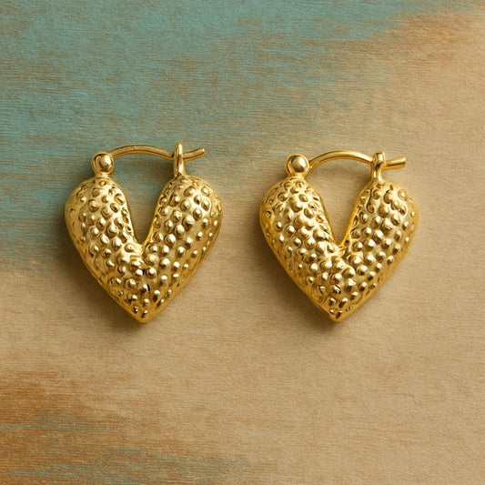 Textured Heart Hoops