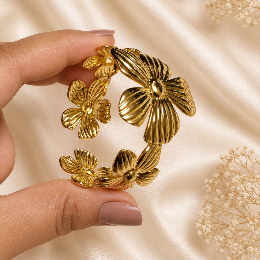 Golden Blossom Cuff (Adjustable)