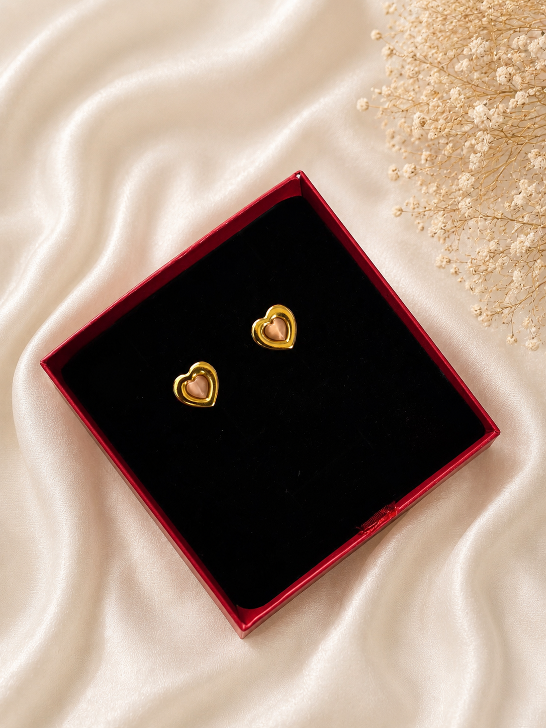 Pink Heart Studs