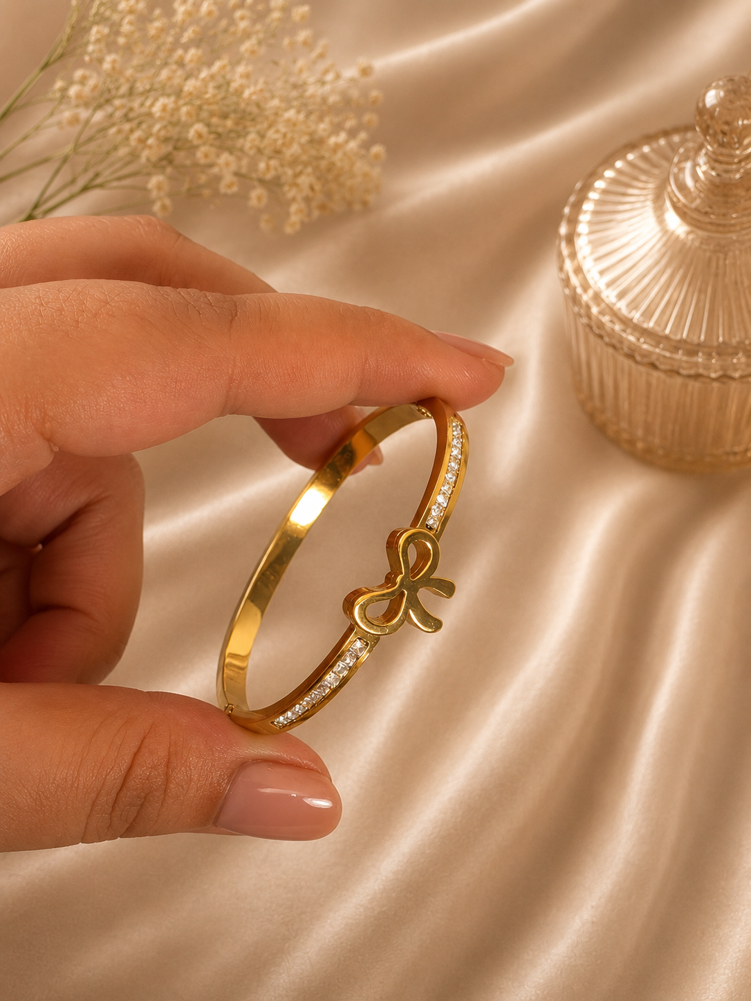 Bow Studded - Thin Wrist / Baby Size Bracelet